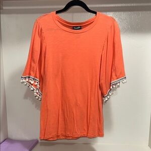Wrangler Orange 3/4 Sleeve Ruffled Blouse